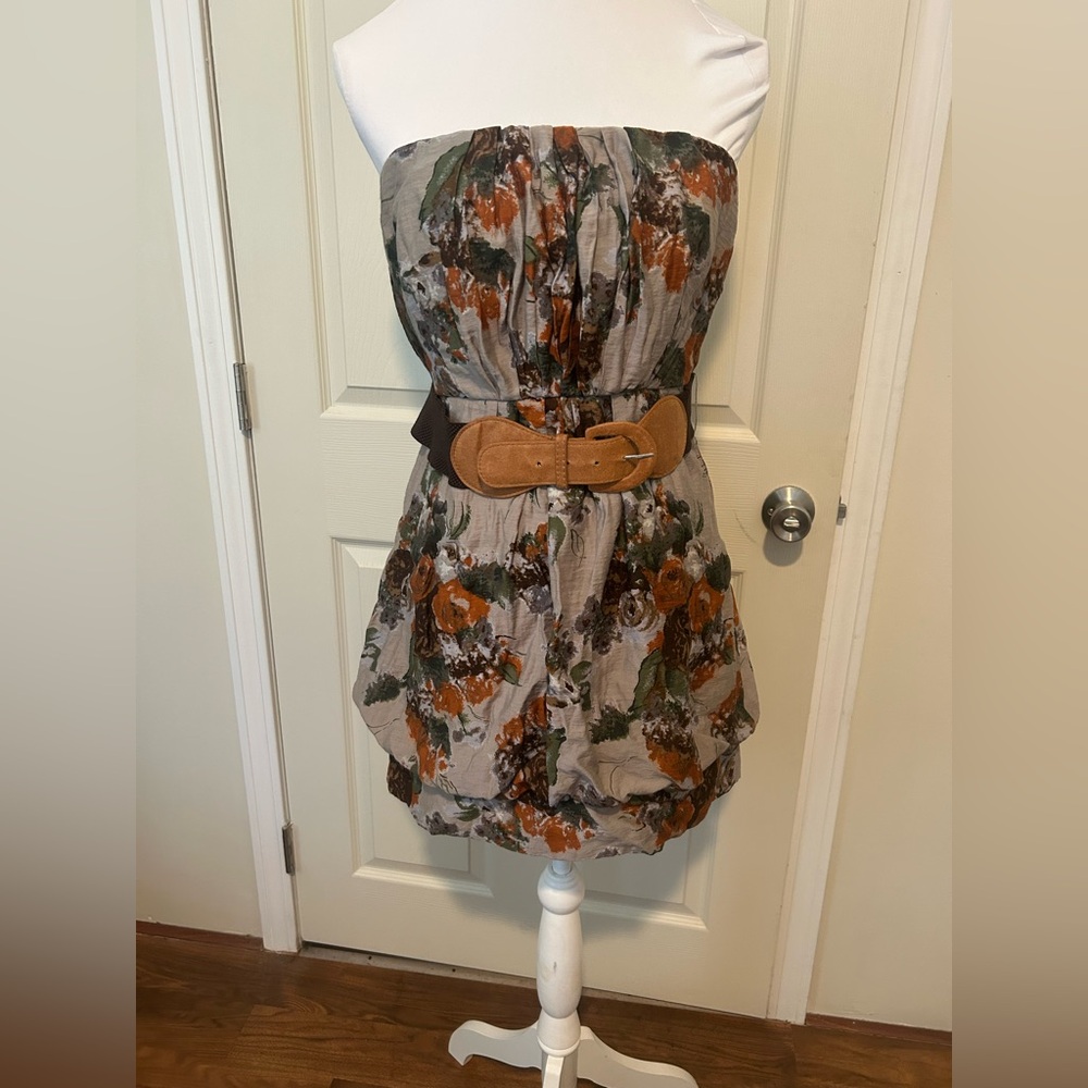 Floral Print Women's Dress with Belt